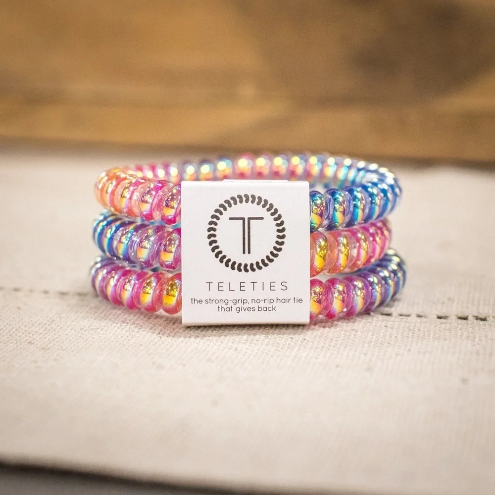 Teleties NEW 3 Pack Small Hair Ties Eat Glitter for Breakfast Ponytail Bracelets - Picture 2 of 4